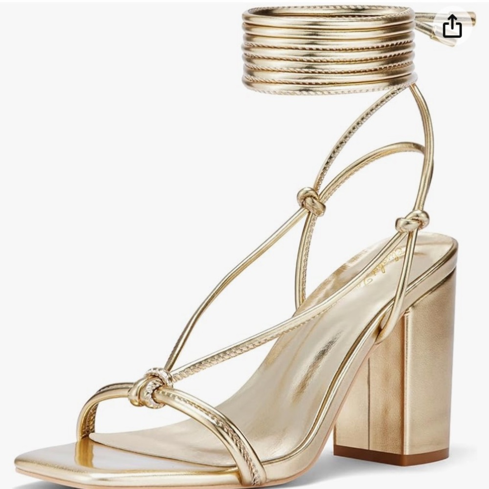 Gold wrap Heels size 8, Elisabet Tang on amazon